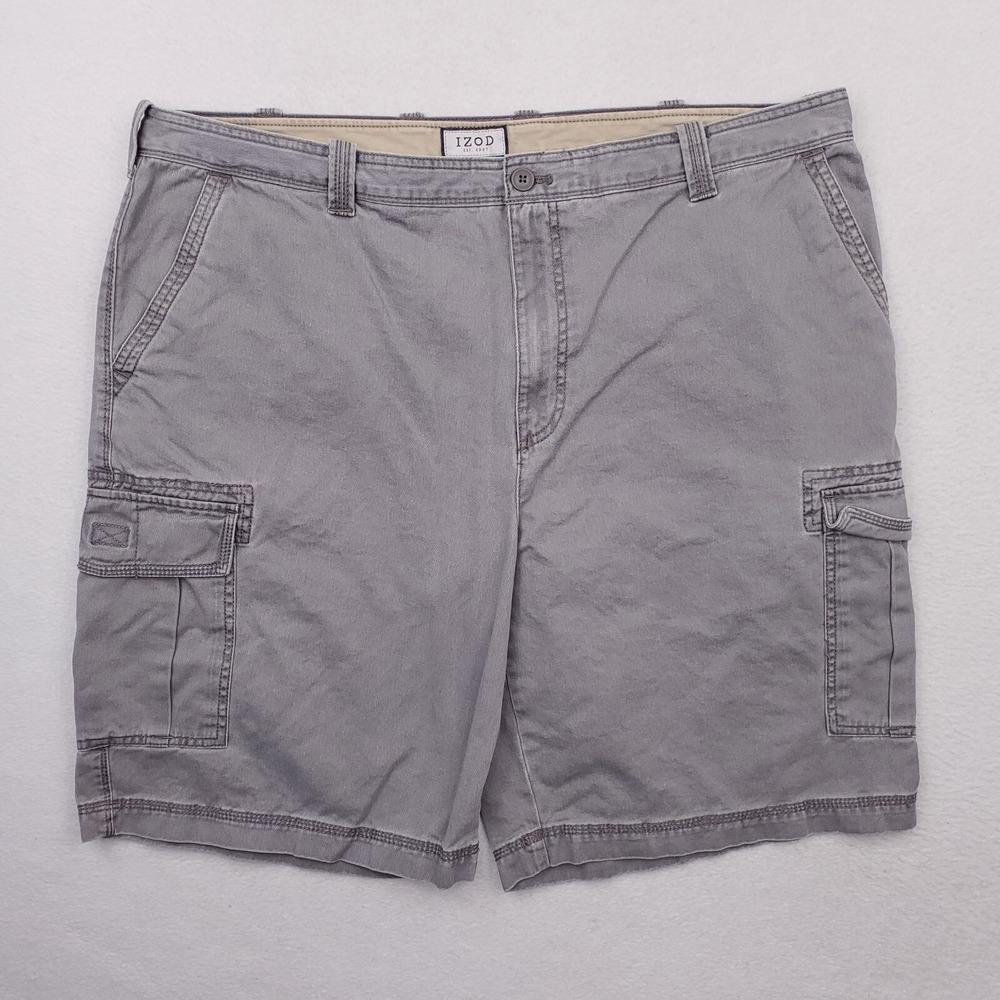 Izod Shorts Mens 42 Gray Cargo‎ Utility Y2K Outdoor Dad Canvas Work Casual